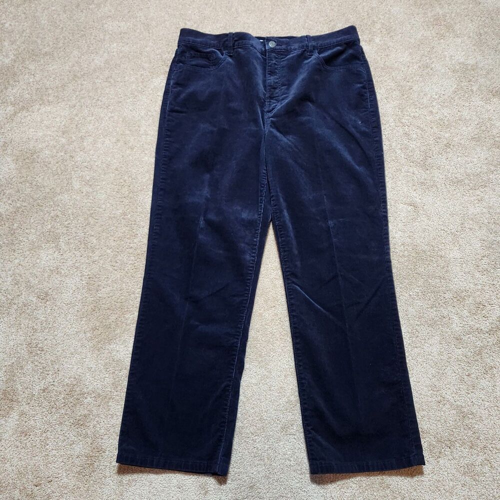 LOFT Corduroy Pants Women 14/32 Blue High Rise Straight Leg